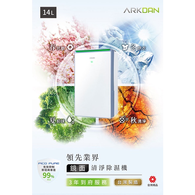 ARKDAN14L 空氣高效清淨除濕機DHY-GB14PC